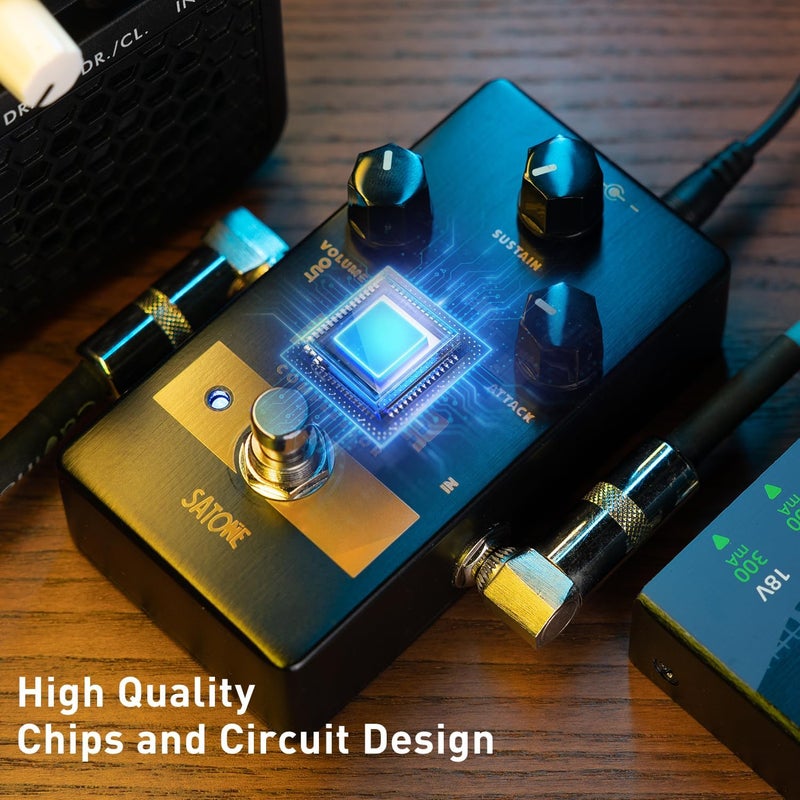 SATONE S807 Hugger Compressor Electric Guitar Effect Pedal - Analog Circuit Compressor Effect Preset Acoustic Metal Pedal with True Bypass - Image 3